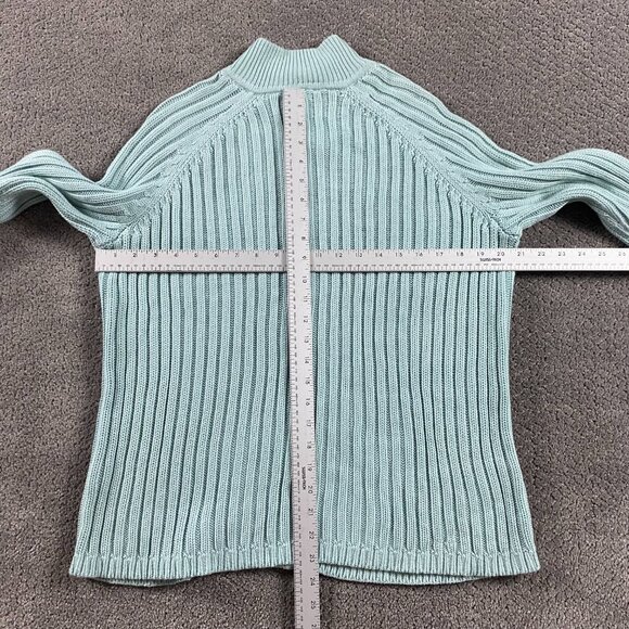 NWT Talbots Sweater Women's 1XP Full Zip Ribbed Stretch Mint Green Cotton Blend - Picture 8 of 10